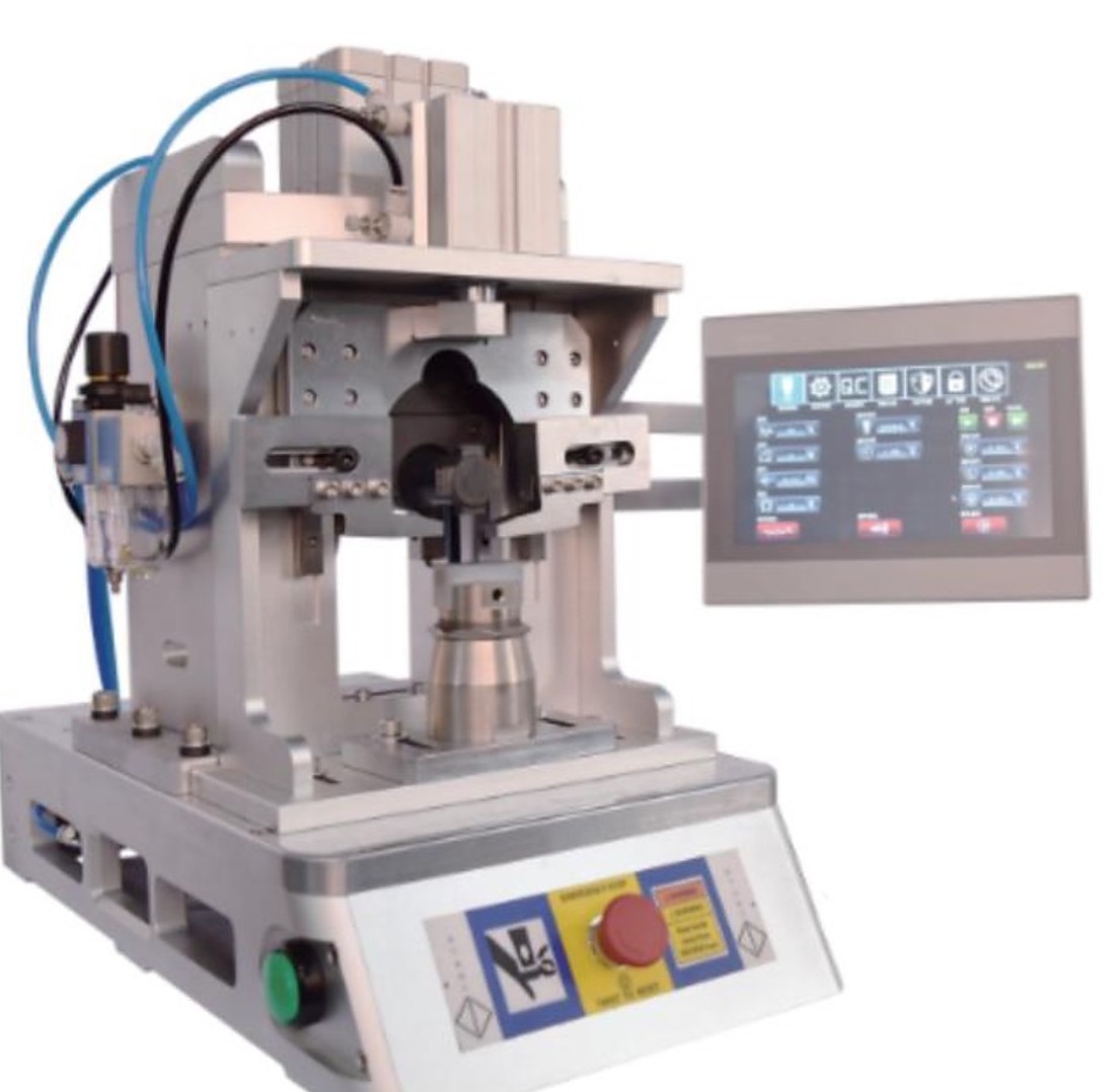 Ultrasonic battery tabs welding machine — bench model with pneumatic press, weld head and touch panel