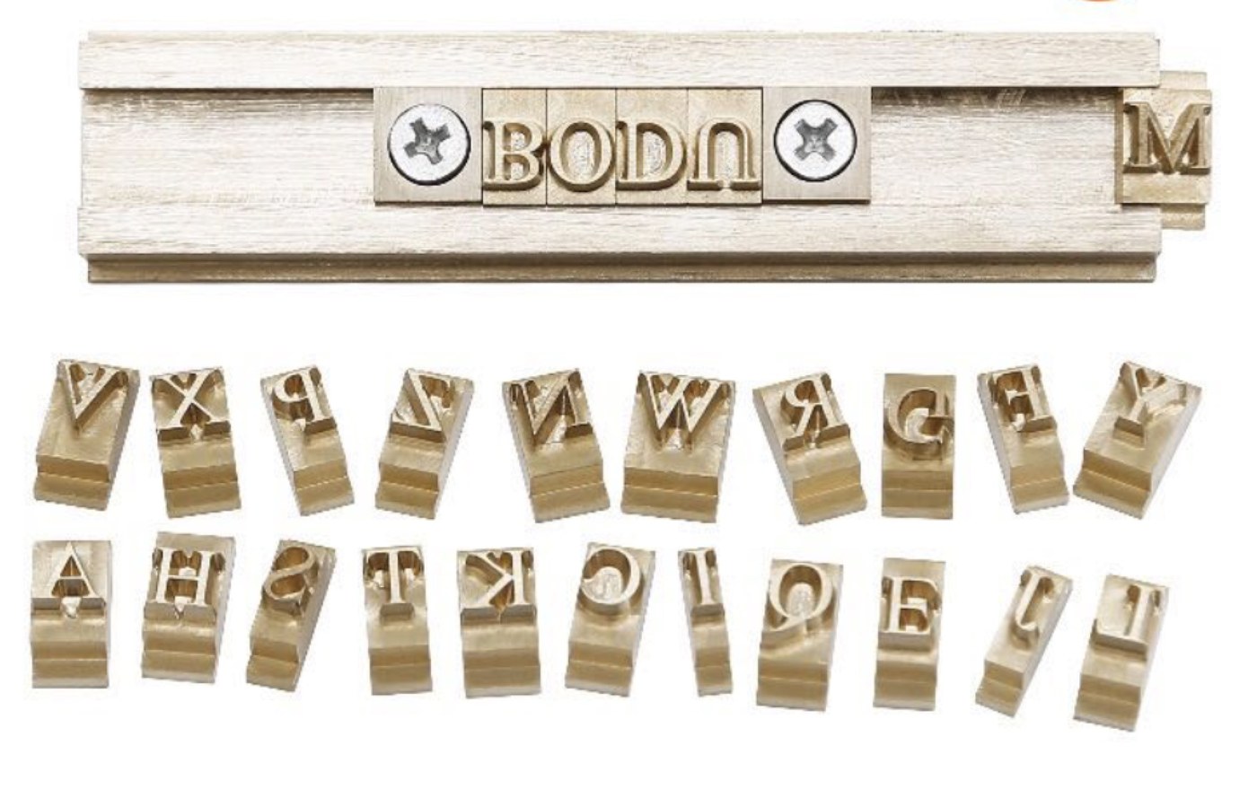 Set of copper letters and numbers for hot stamping