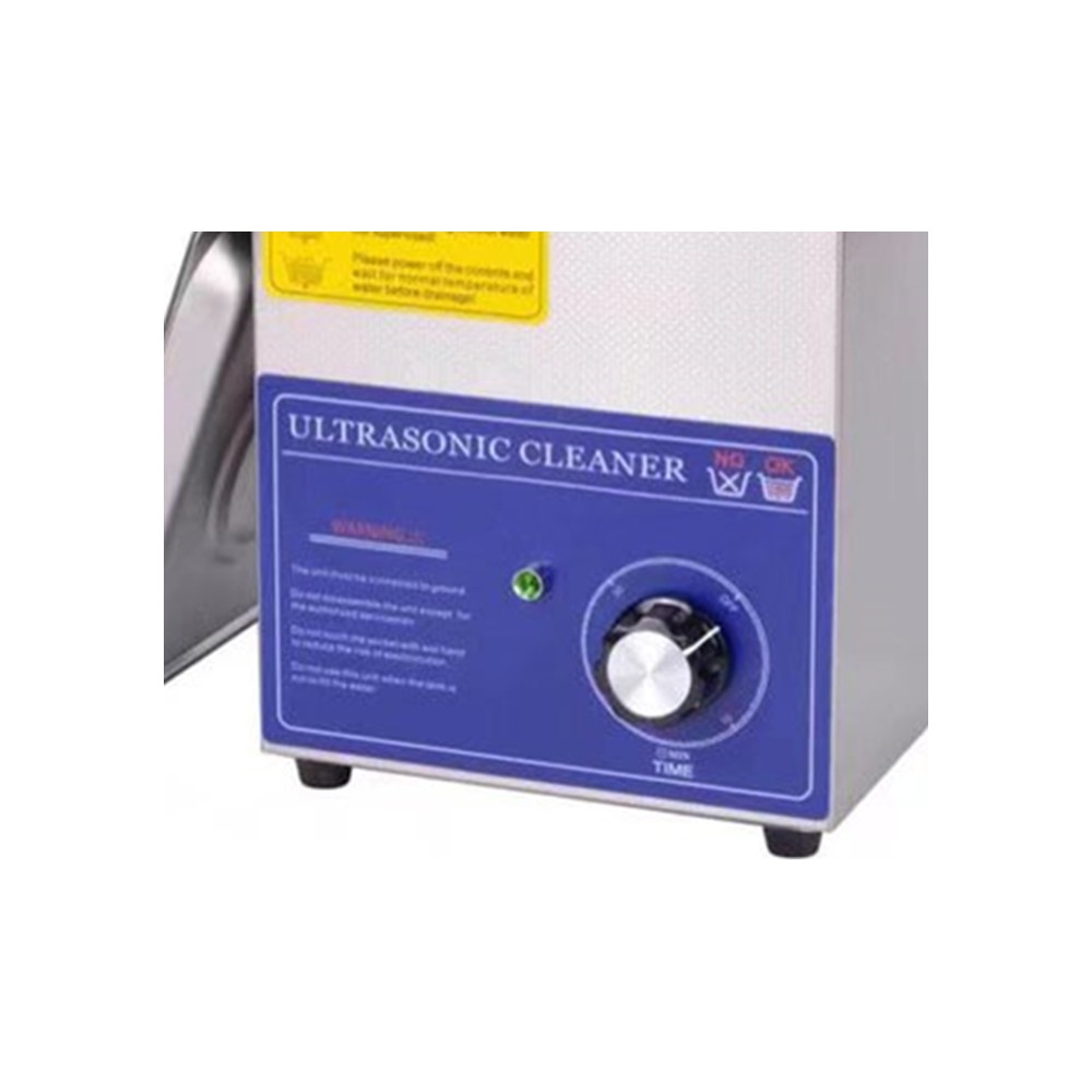 Front control panel of the ultrasonic cleaner with mechanical timer knob and indicator lamp