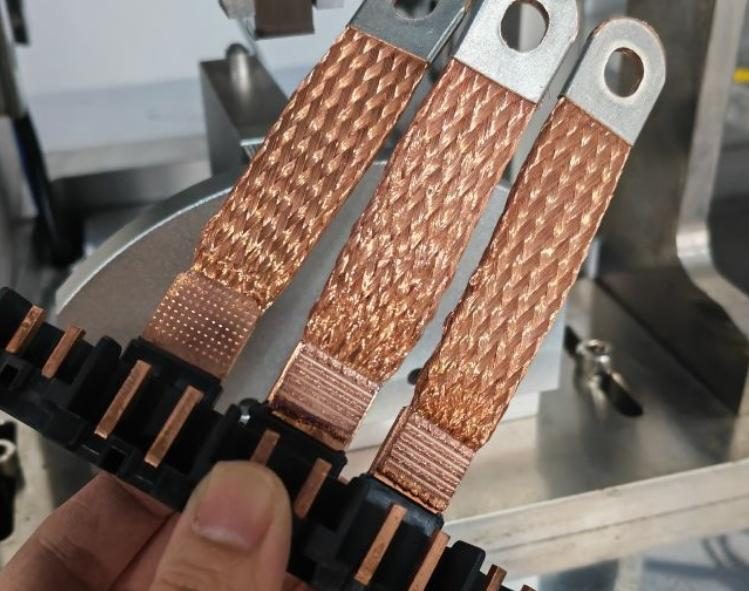 Multi-layer copper busbar welded ultrasonically