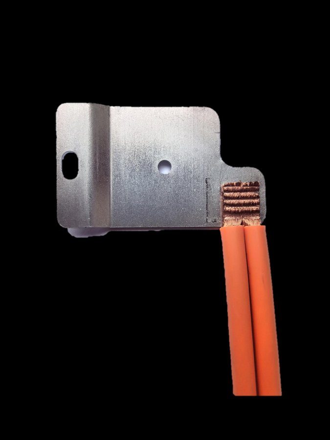 Ultrasonic weld on a copper terminal