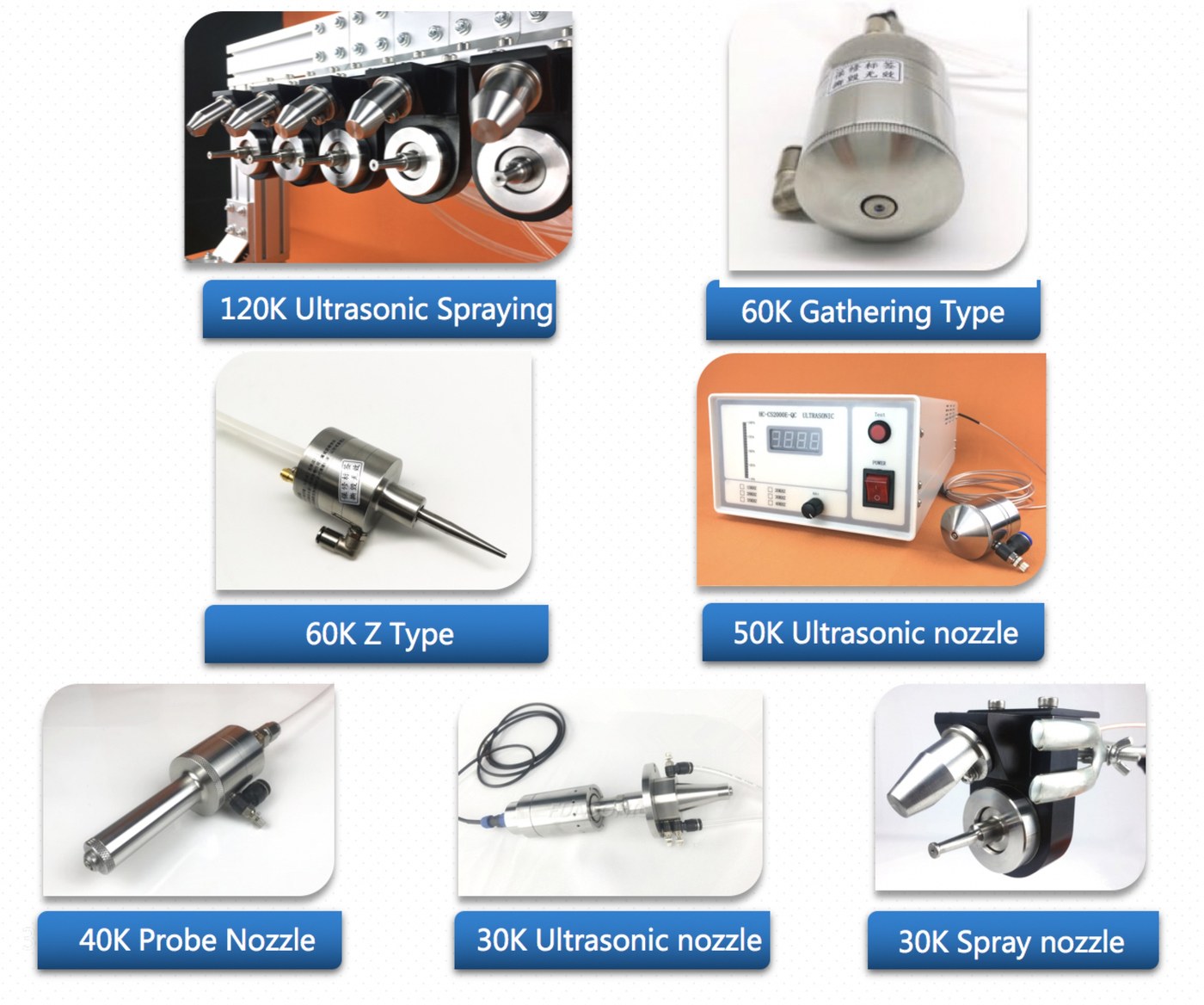Ultrasonic spray nozzle families