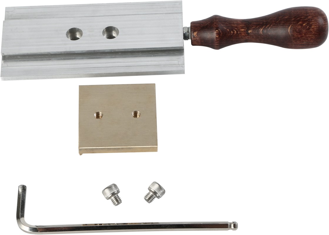 Heating plate, spanner and screws supplied with the hot stamping press