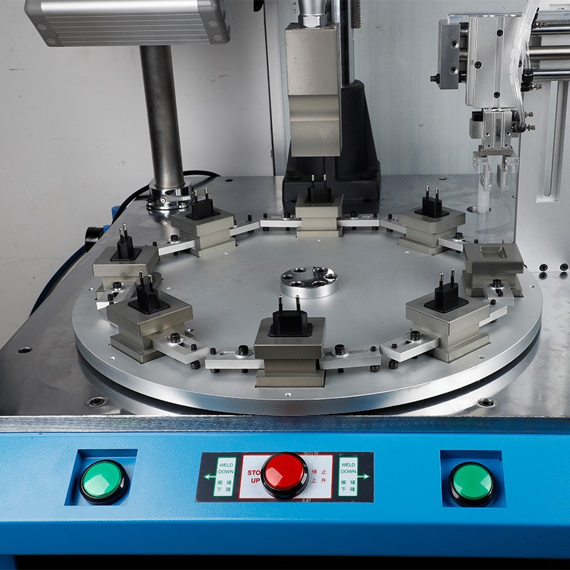 Top view of the multi-station turntable of the rotary spin welding machine